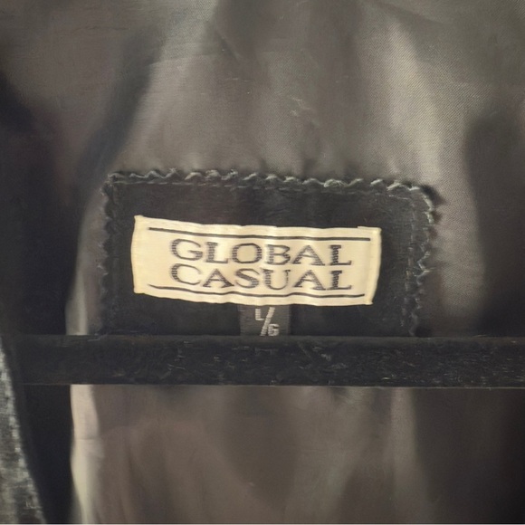 🤠 Global Casual Genuine Leather Black Vest Lined Button-Up Size L - Picture 6 of 8
